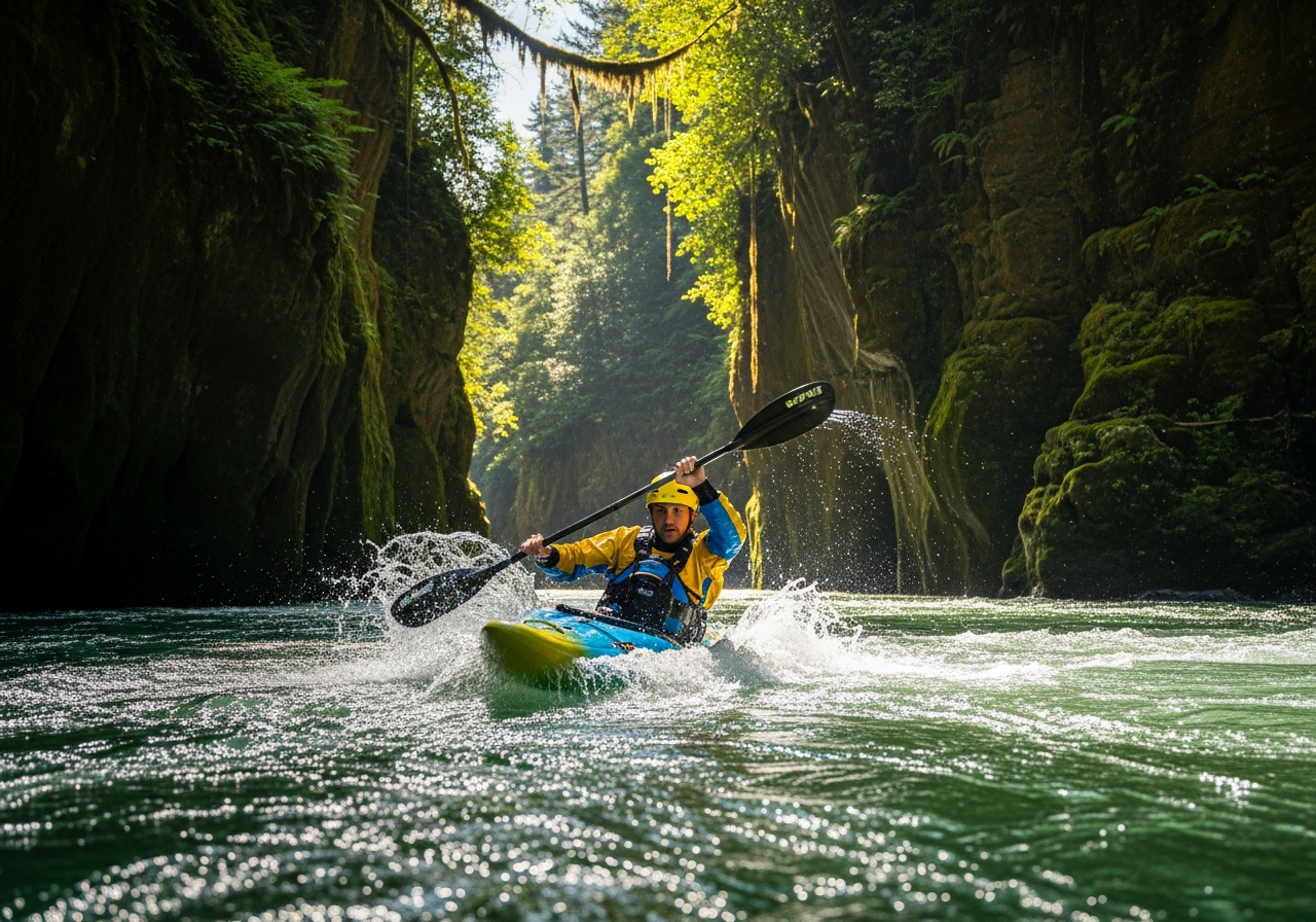 Kayaking on river
