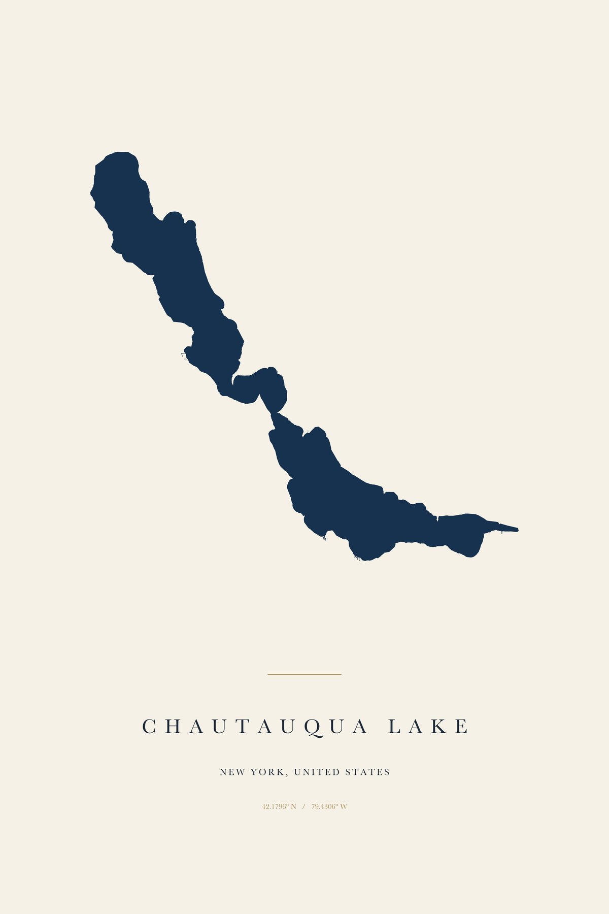 Chautauqua Lake New York map art print