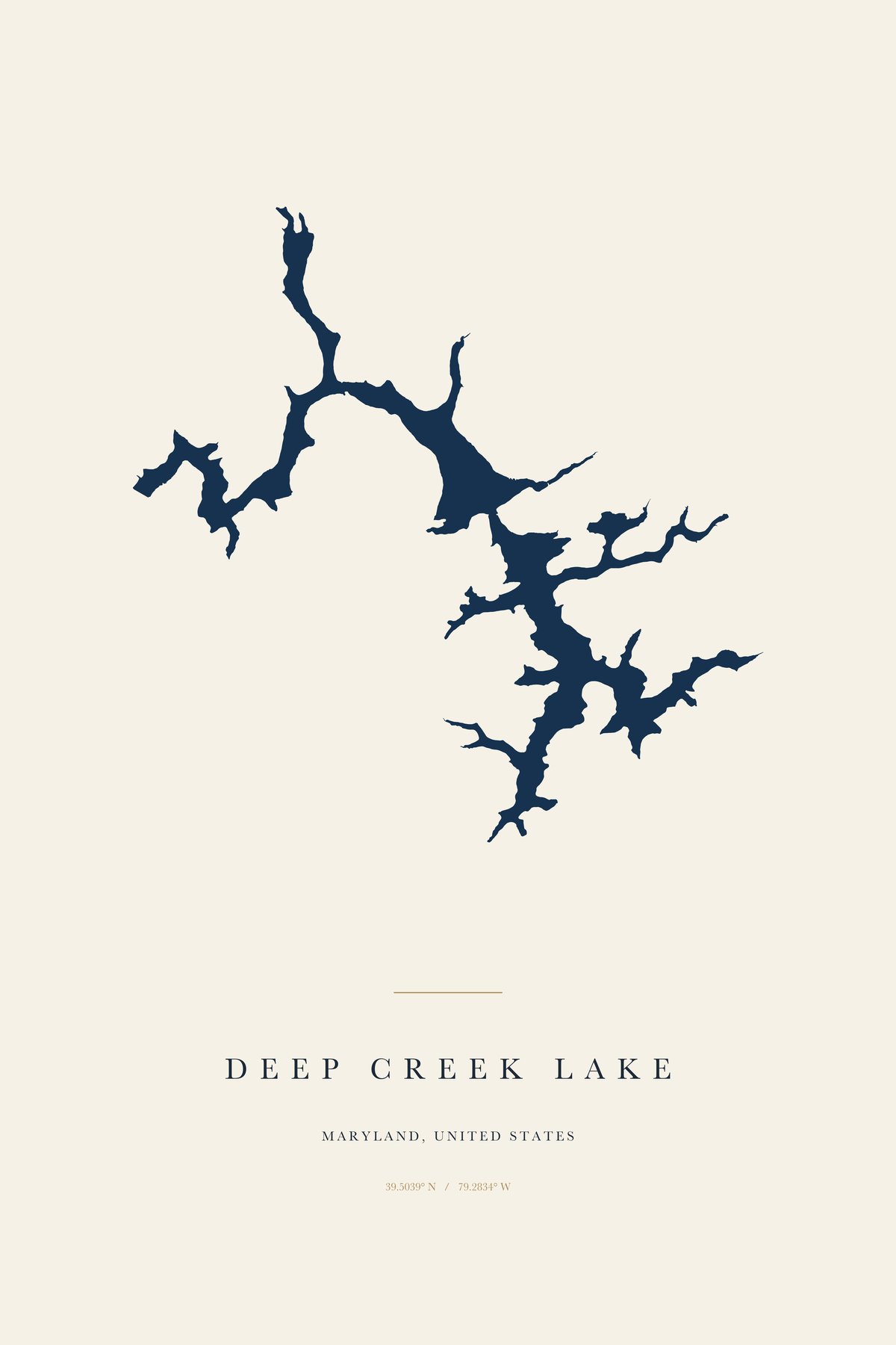 Deep Creek Lake Maryland map art print