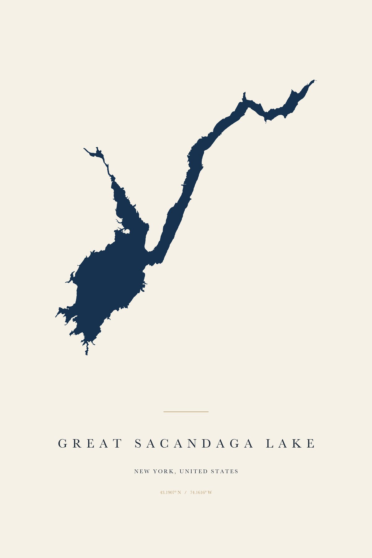 Great Sacandaga Lake New York map art print