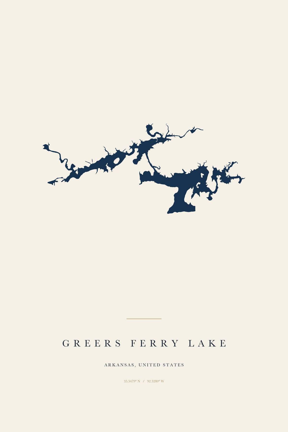 Greers Ferry Lake Arkansas map art print