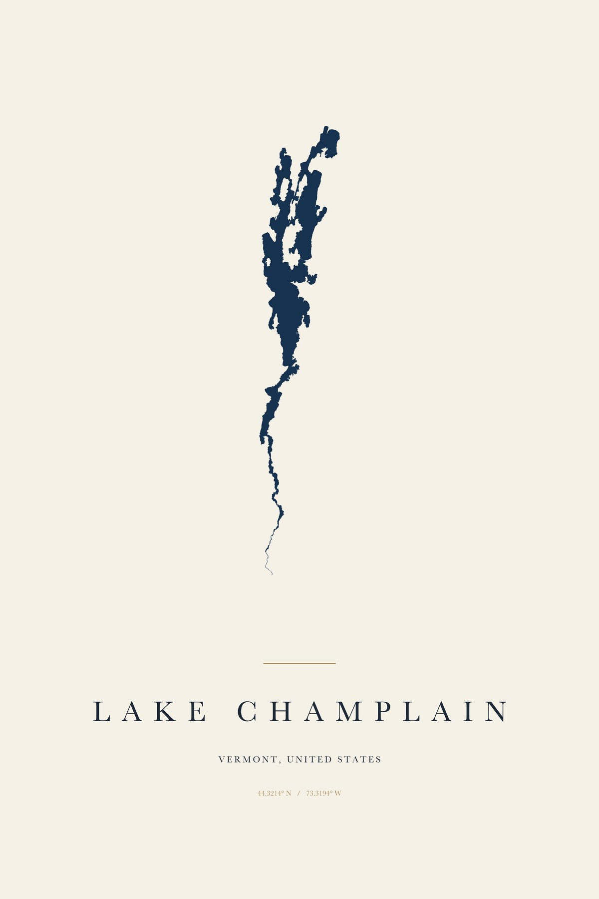 Lake Champlain Vermont minimalist map art print