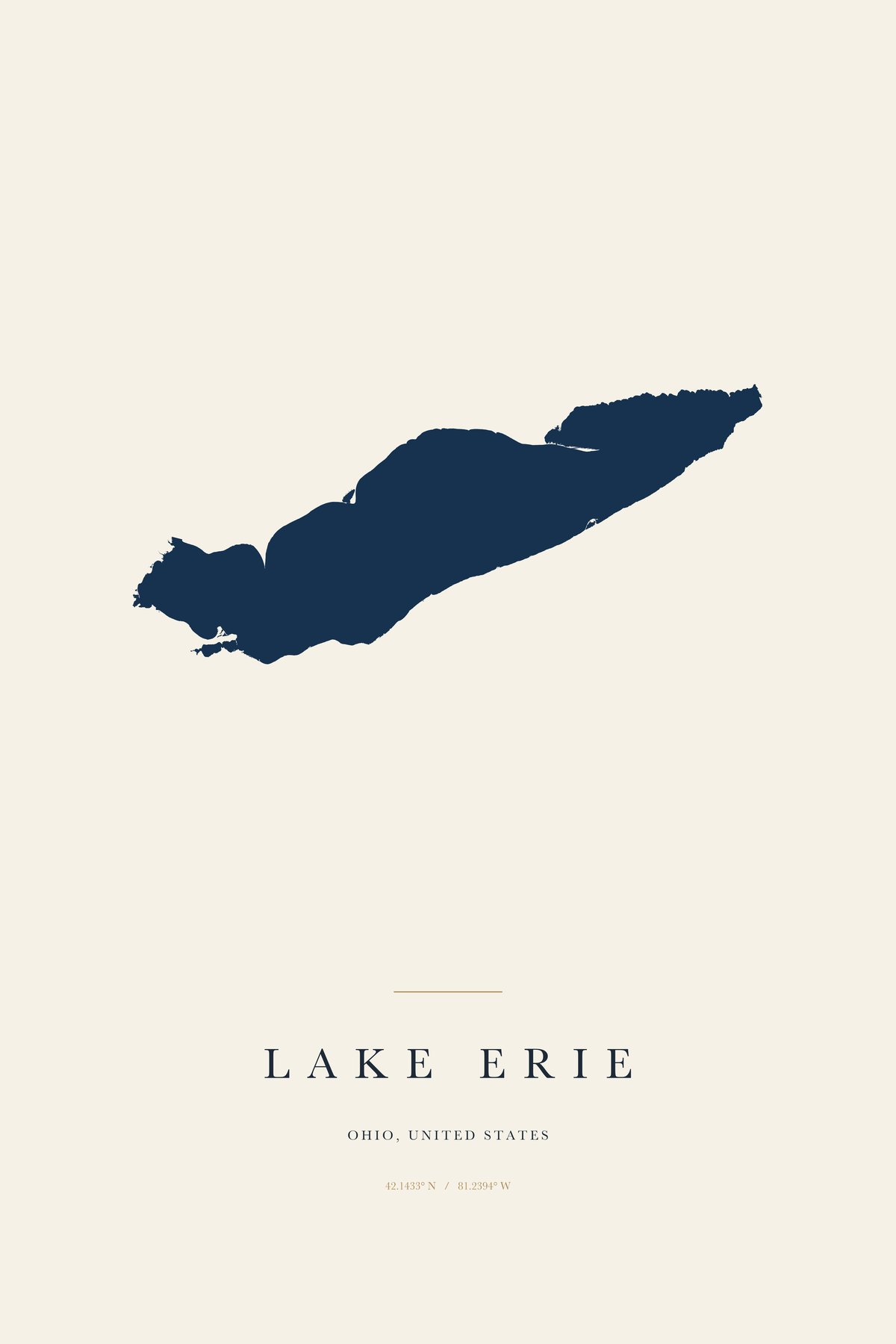 Lake Erie Ohio map art print