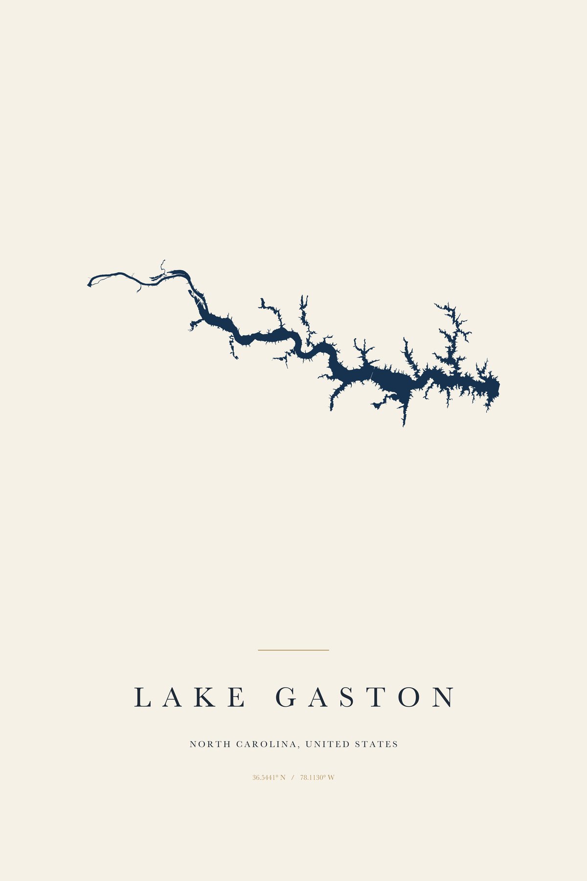 Lake Gaston North Carolina map art print