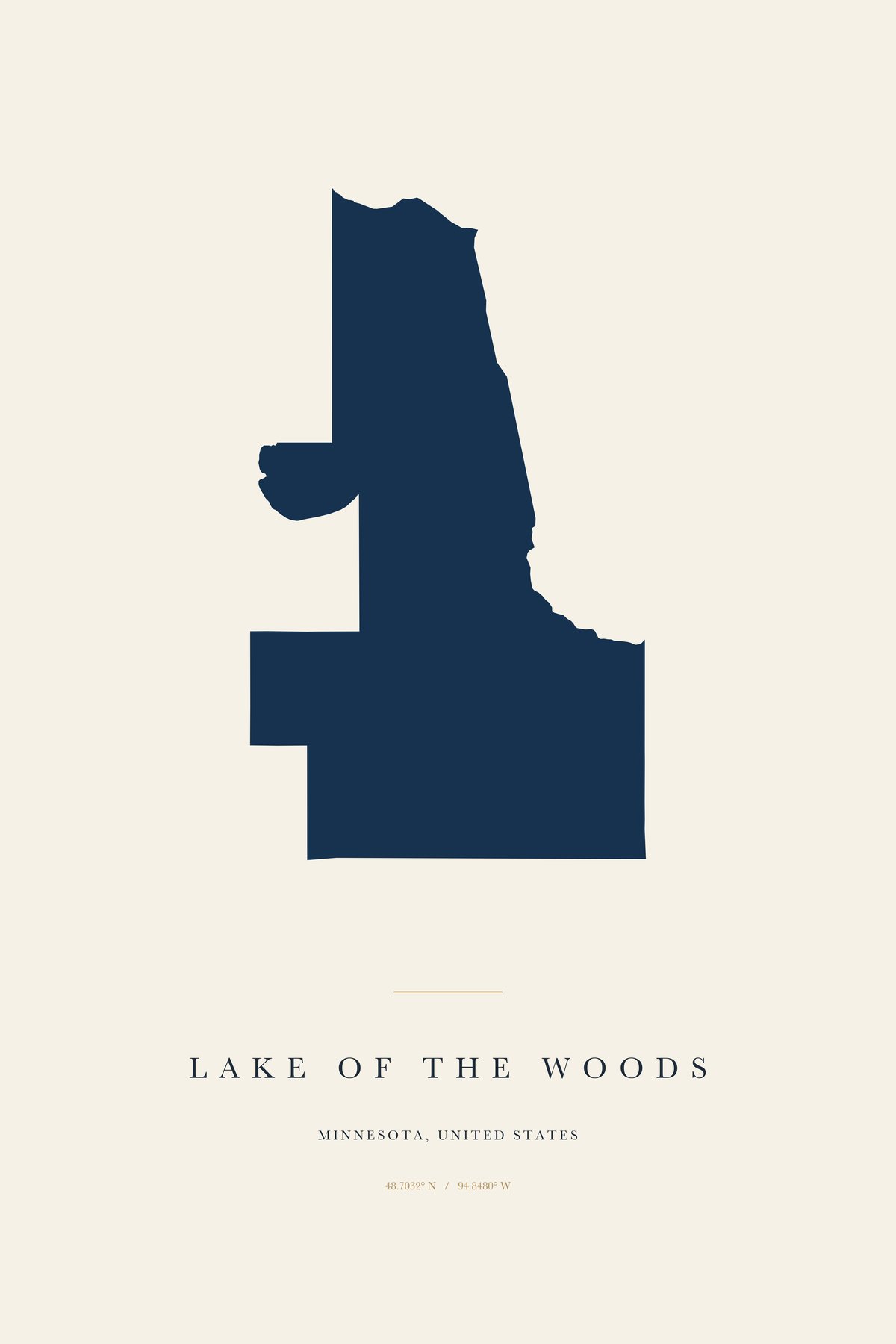 Lake of the Woods Minnesota map art print