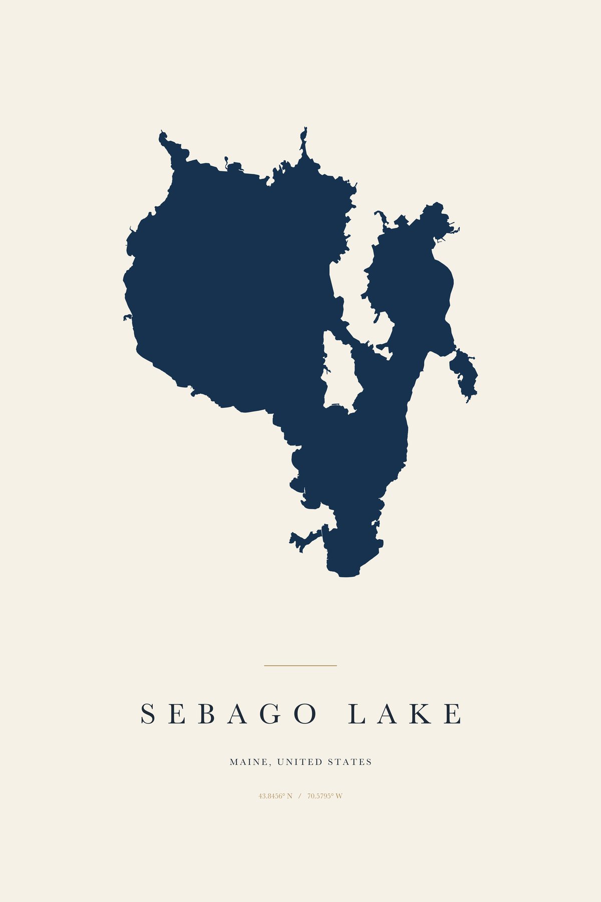 Sebago Lake Maine map art print